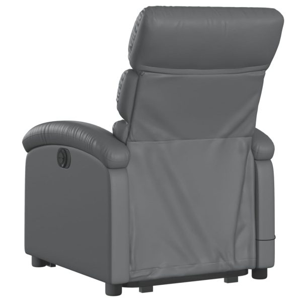 Poltrona Alzapersona Elettrica Reclinabile Grigio In Similpelle - Image 4