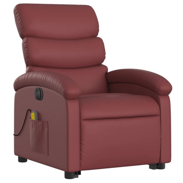 Poltrona Alzapersona Reclinabile Rosso Vino In Similpelle - Image 3