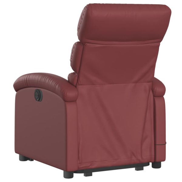 Poltrona Alzapersona Reclinabile Rosso Vino In Similpelle - Image 4