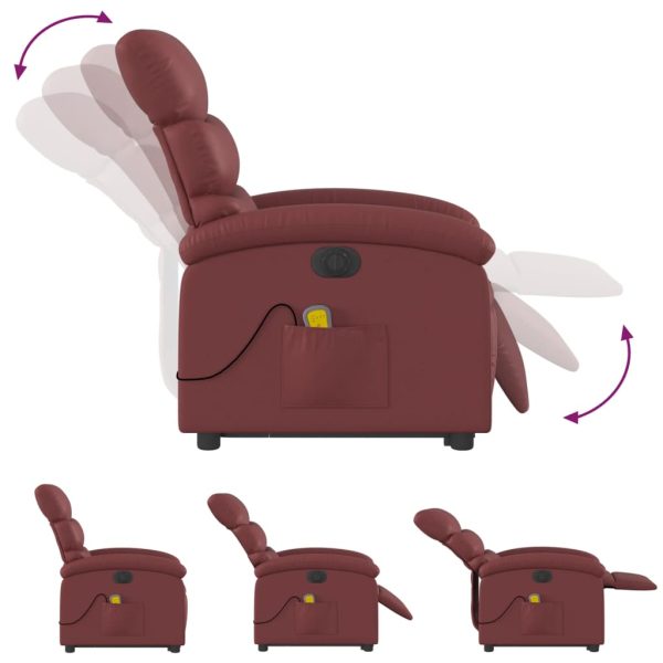 Poltrona Alzapersona Reclinabile Rosso Vino In Similpelle - Image 6