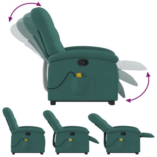Poltrona Alzapersona Massaggiante Verde Scuro In Tessuto - Image 6