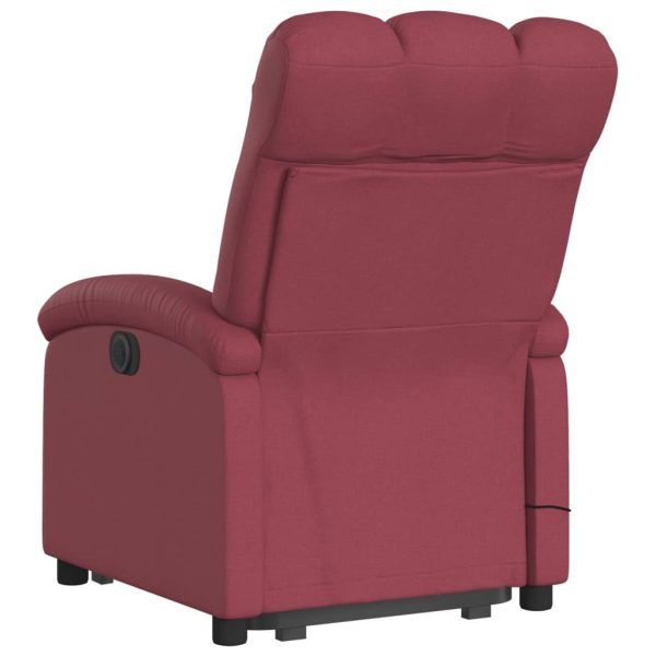 Poltrona Alzapersona Massaggiante Elettrica Rosso Vino Tessuto - Image 4