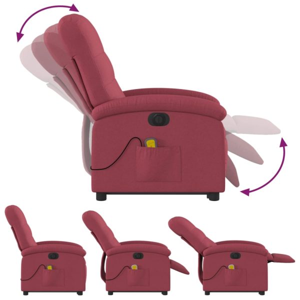 Poltrona Alzapersona Massaggiante Elettrica Rosso Vino Tessuto - Image 6