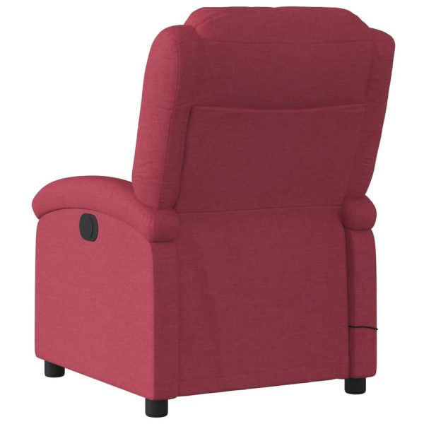 Poltrona Massaggiante Reclinabile Elettrica Rosso Vino Tessuto - Image 5