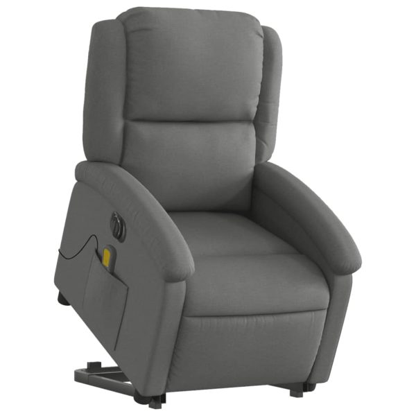 Poltrona Alzapersona Massaggi Elettrica Grigio Scuro Tessuto - Image 3