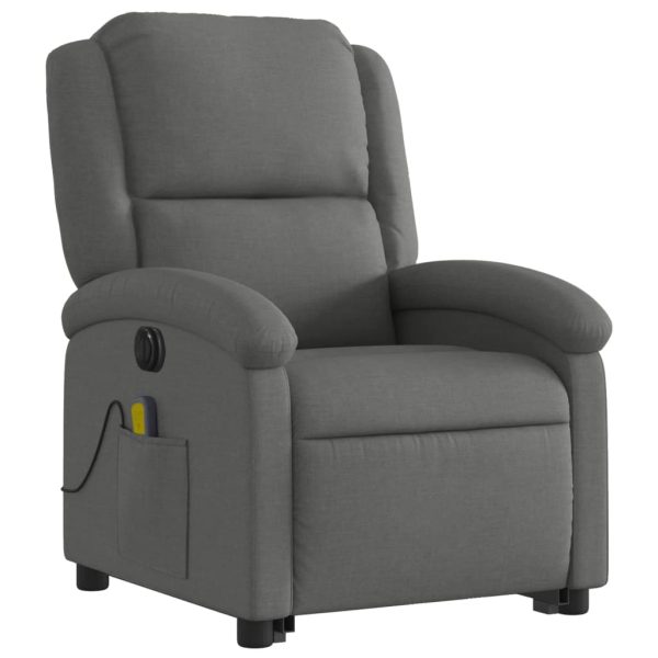 Poltrona Alzapersona Massaggi Elettrica Grigio Scuro Tessuto - Image 4