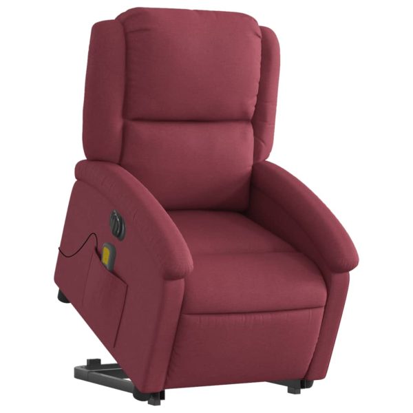 Poltrona Alzapersona Massaggiante Elettrica Rosso Vino Tessuto - Image 3