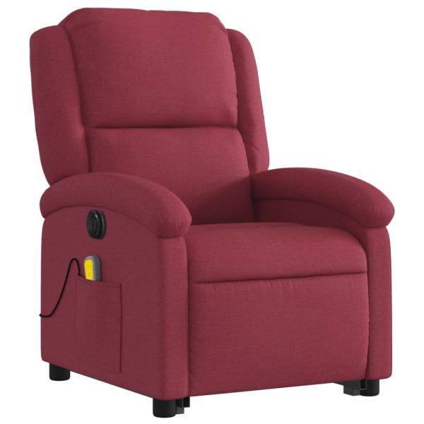 Poltrona Alzapersona Massaggiante Elettrica Rosso Vino Tessuto - Image 4
