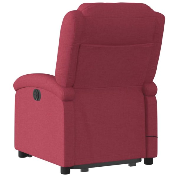 Poltrona Alzapersona Massaggiante Elettrica Rosso Vino Tessuto - Image 5