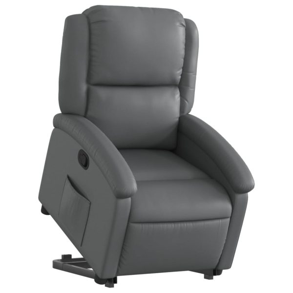 Poltrona Alzapersona Reclinabile Grigio In Similpelle - Image 3