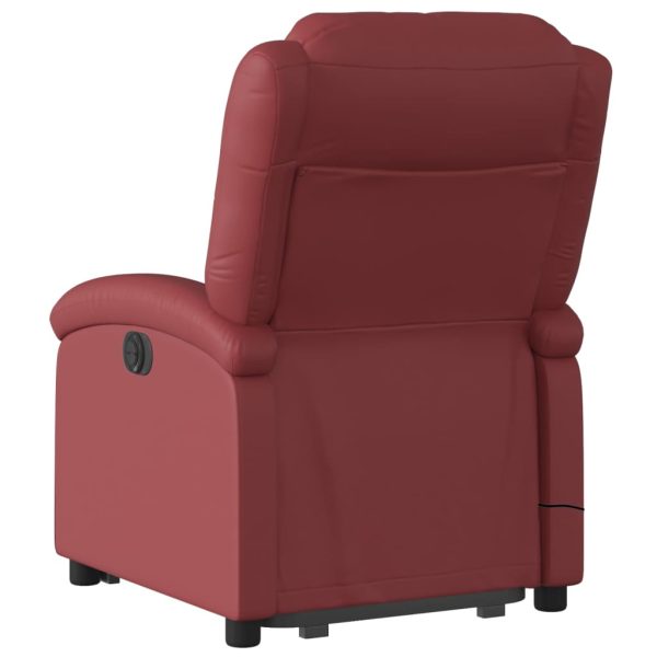 Poltrona Alzapersone Massaggi Reclinabile Rosso Vino Similpelle - Image 5