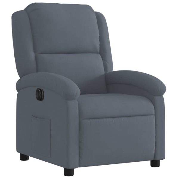 Poltrona Elettrica Reclinabile Grigio Scuro In Vera Pelle - Image 4