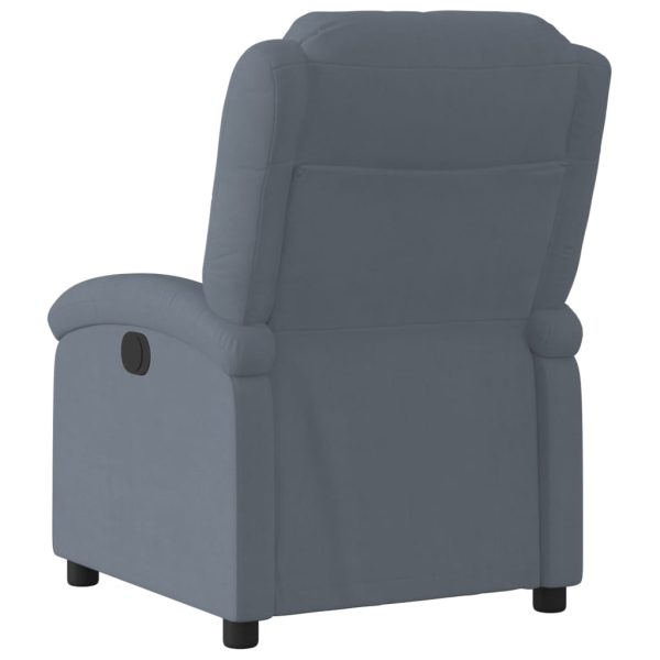 Poltrona Elettrica Reclinabile Grigio Scuro In Vera Pelle - Image 5