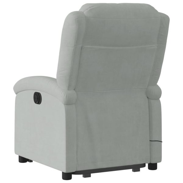 Poltrona Alzapersona Massaggi Elettrica Grigio Chiaro Velluto - Image 5