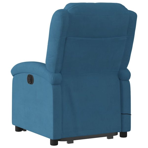 Poltrona Alzapersona Massaggi Reclinabile Elettrica Blu Velluto - Image 5