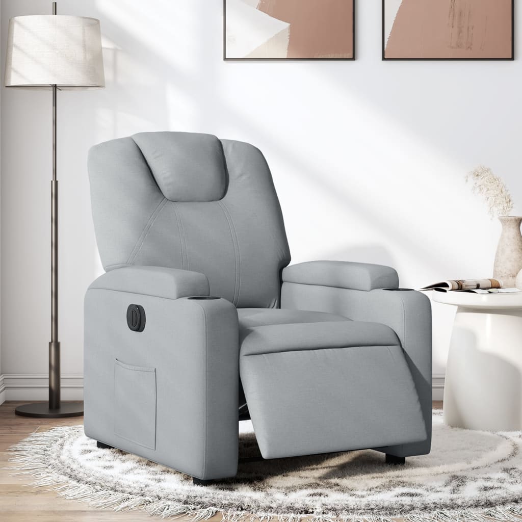 Poltrona Elettrica Reclinabile Grigio Chiaro In Tessuto