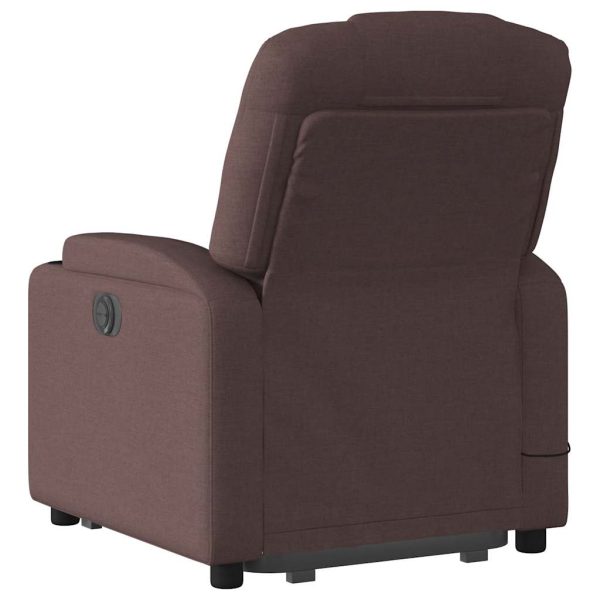 Poltrona Alzapersona Massaggi Reclinabile Marrone Scuro Tessuto - Image 5