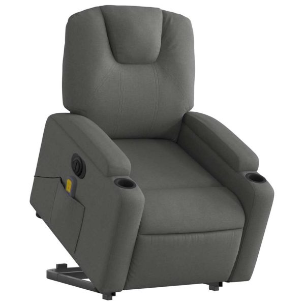 Poltrona Alzapersona Massaggi Elettrica Grigio Scuro Tessuto - Image 3