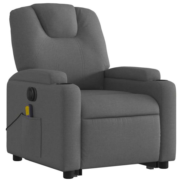 Poltrona Alzapersona Massaggi Elettrica Grigio Scuro Tessuto - Image 4