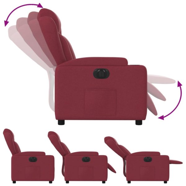 Poltrona Elettrica Reclinabile Rosso Vino In Tessuto - Image 6