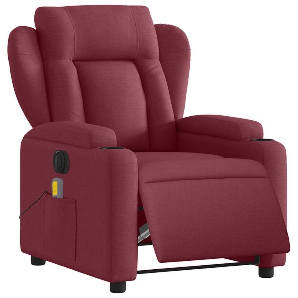 Poltrona Massaggiante Reclinabile Elettrica Rosso Vino Tessuto - Image 3