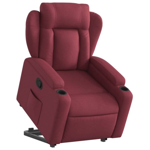 Poltrona Alzapersona Reclinabile Rosso Vino In Tessuto - Image 3