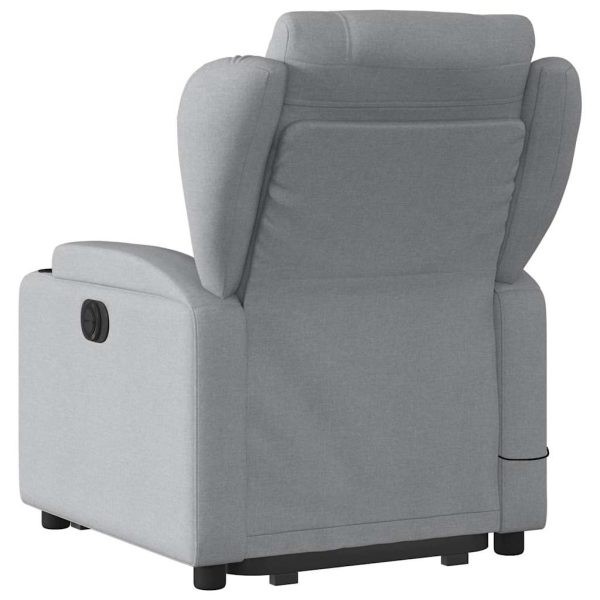 Poltrona Alzapersona Massaggi Reclinabile Grigio Chiaro Tessuto - Image 5