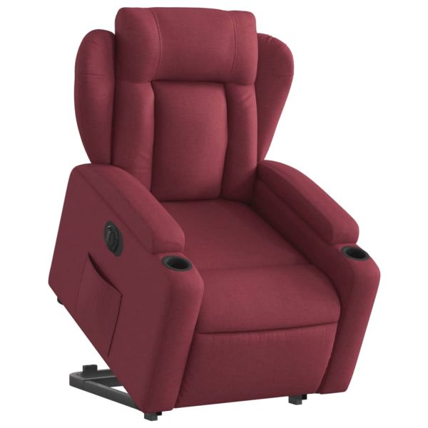 Poltrona Alzapersona Reclinabile Elettrica Rosso Vino Tessuto - Image 3