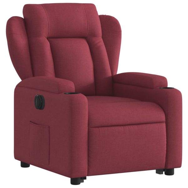 Poltrona Alzapersona Reclinabile Elettrica Rosso Vino Tessuto - Image 4