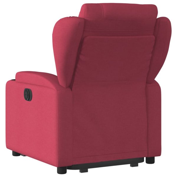 Poltrona Alzapersona Reclinabile Elettrica Rosso Vino Tessuto - Image 5