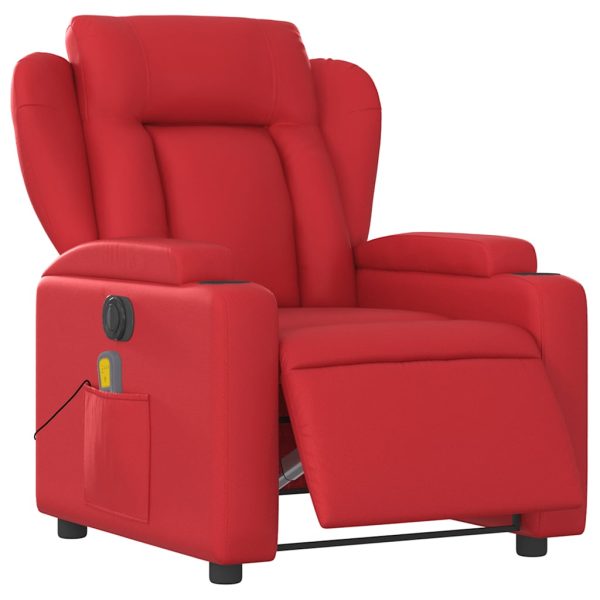 Poltrona Massaggio Elettrica Reclinabile Rosso Similpelle - Image 3