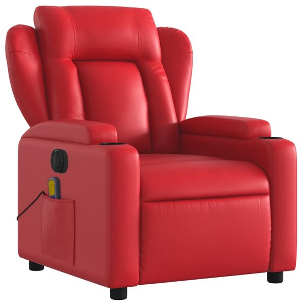 Poltrona Massaggio Elettrica Reclinabile Rosso Similpelle - Image 4