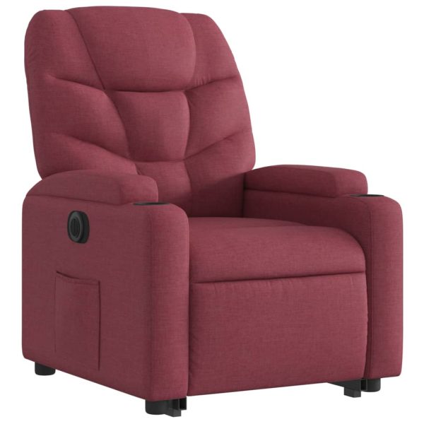 Poltrona Alzapersona Reclinabile Elettrica Rosso Vino Tessuto - Image 4