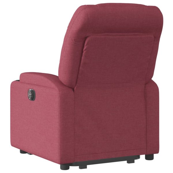 Poltrona Alzapersona Reclinabile Elettrica Rosso Vino Tessuto - Image 5