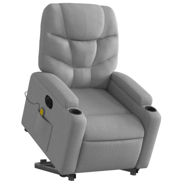 Poltrona Alzapersona Massaggi Elettrica Grigio Chiaro Tessuto - Image 3