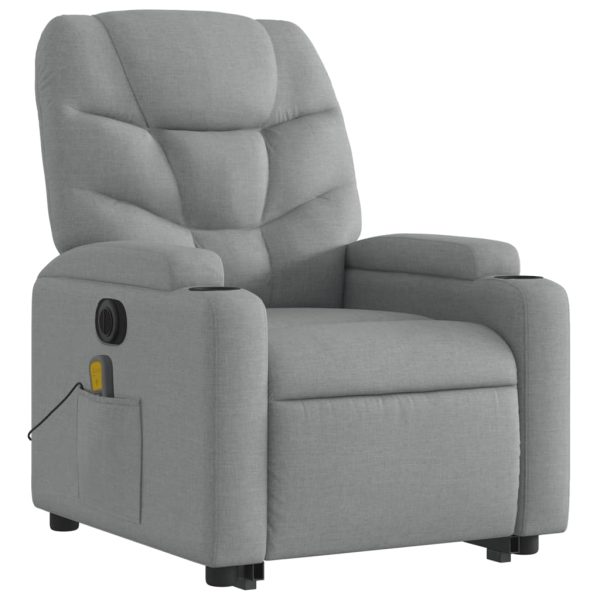 Poltrona Alzapersona Massaggi Elettrica Grigio Chiaro Tessuto - Image 4