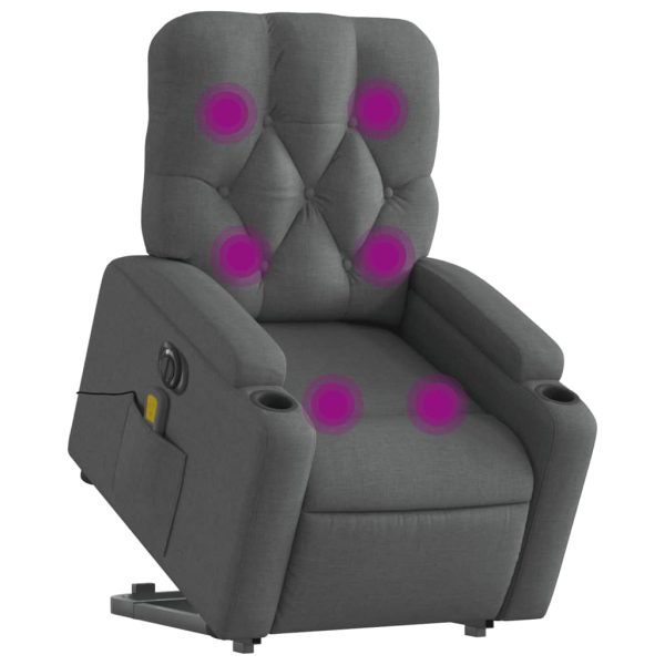 Poltrona Alzapersona Massaggi Elettrica Grigio Scuro Tessuto - Image 3