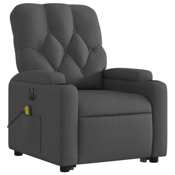 Poltrona Alzapersona Massaggi Elettrica Grigio Scuro Tessuto - Image 4