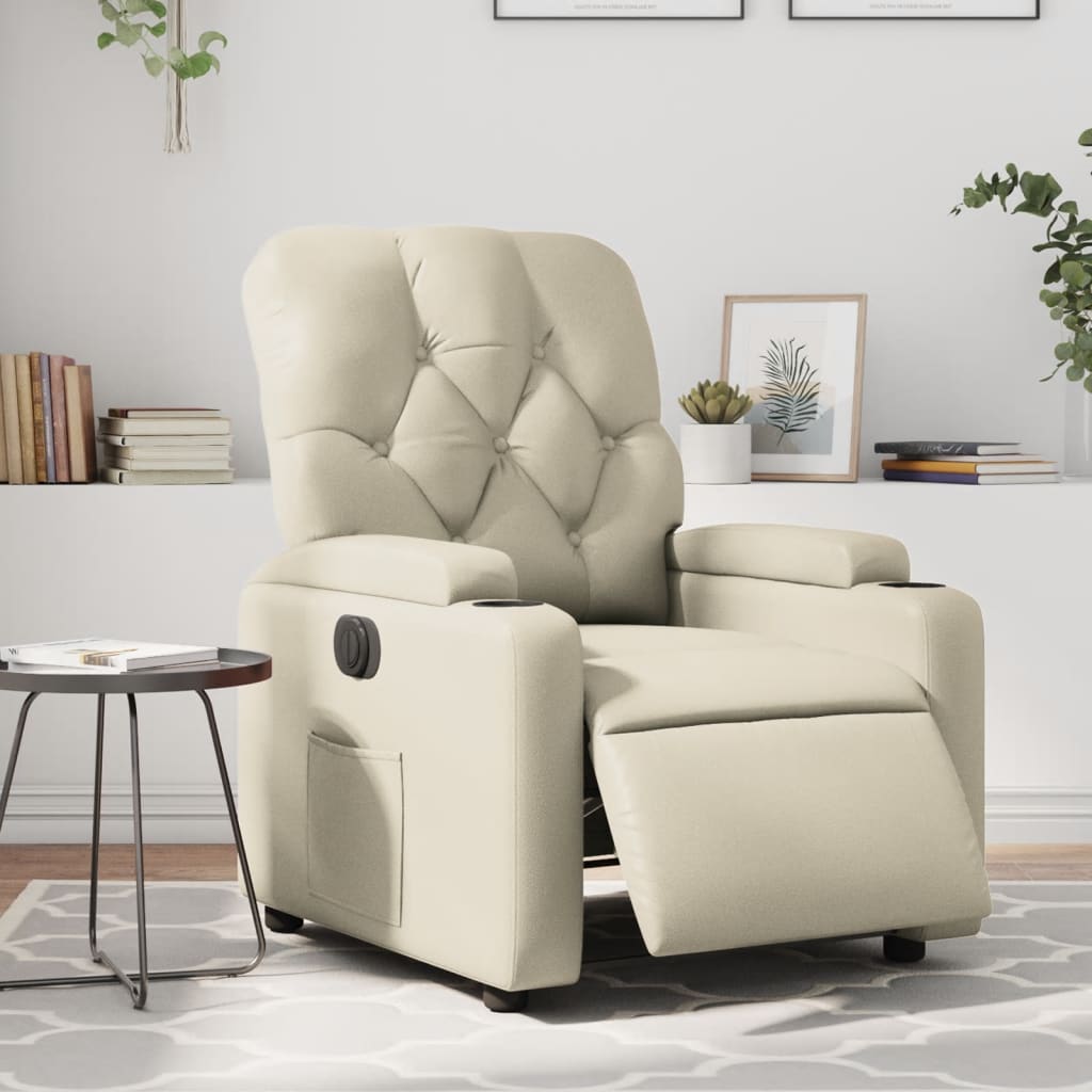 Poltrona Reclinabile Elettrica Crema In Similpelle