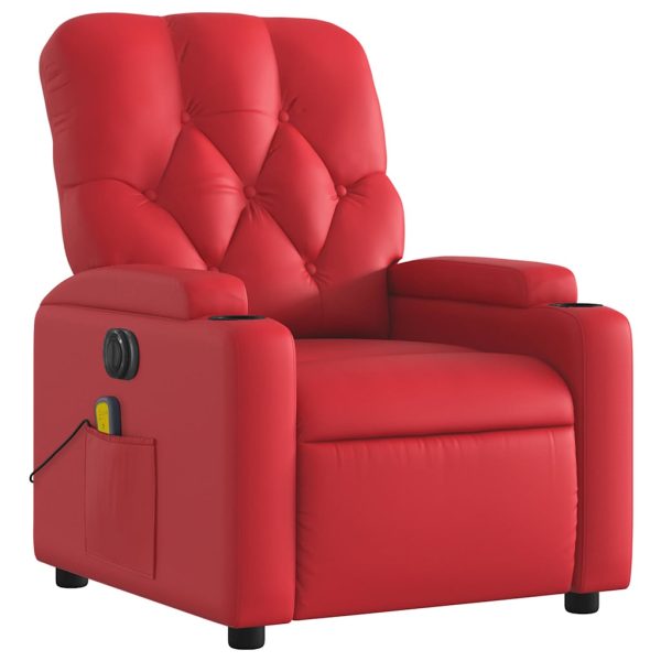 Poltrona Massaggio Elettrica Reclinabile Rosso Similpelle - Image 3