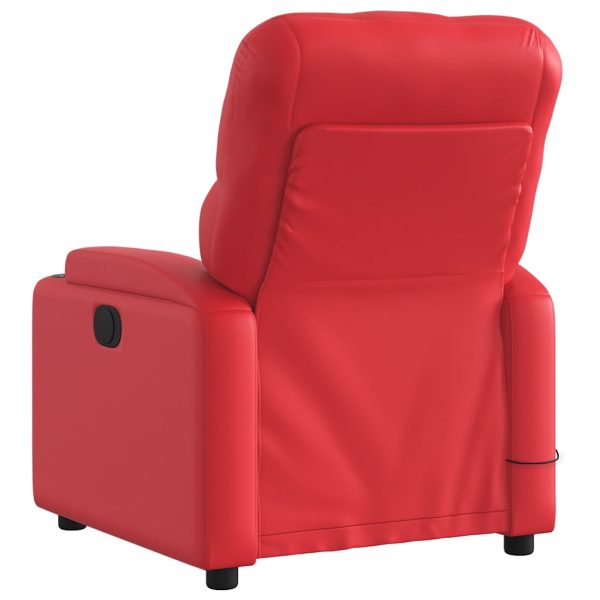 Poltrona Massaggio Elettrica Reclinabile Rosso Similpelle - Image 4