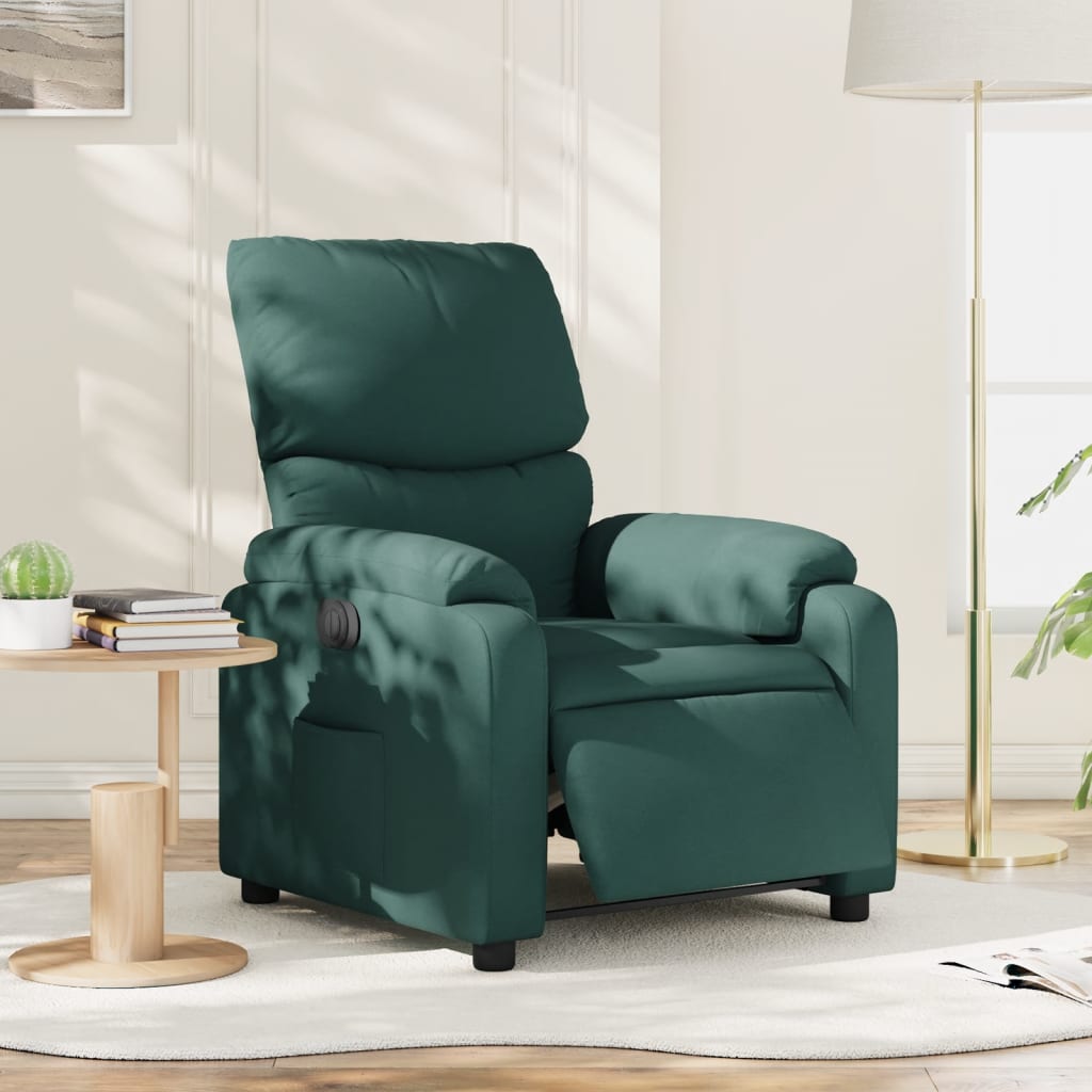 Poltrona Elettrica Reclinabile Verde Scuro In Tessuto