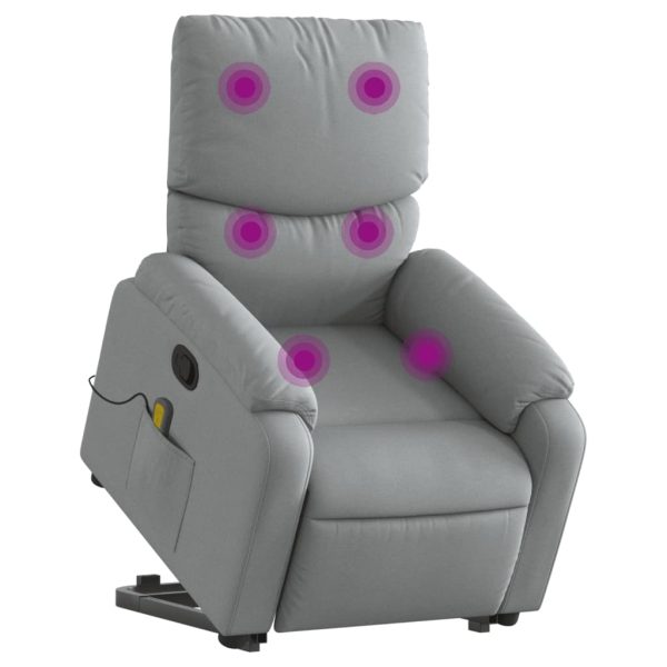 Poltrona Alzapersona Massaggi Reclinabile Grigio Chiaro Tessuto - Image 3