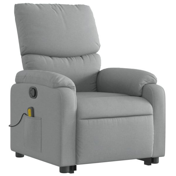 Poltrona Alzapersona Massaggi Reclinabile Grigio Chiaro Tessuto - Image 4