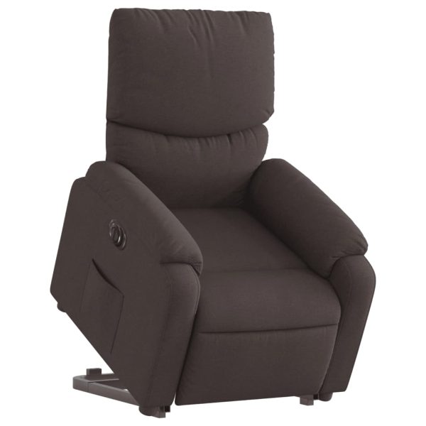 Poltrona Alzapersona Reclinante Elettrica Marrone Scuro Tessuto - Image 3