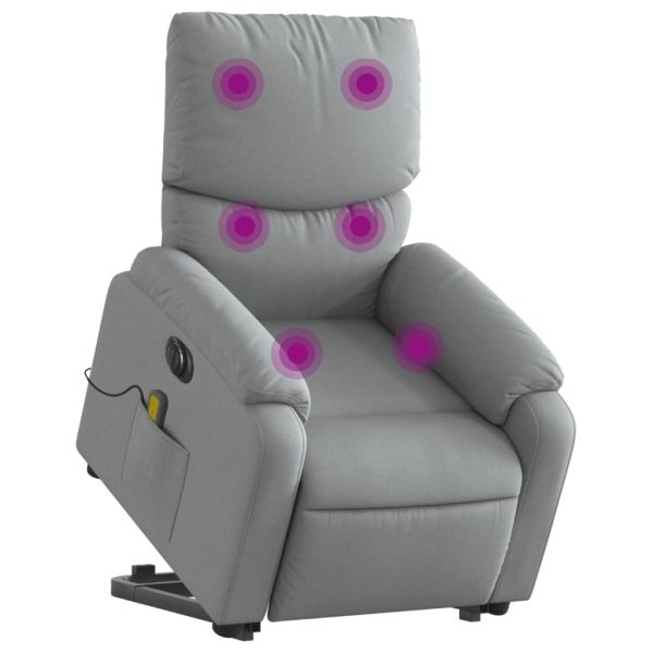 Poltrona Alzapersona Massaggi Elettrica Grigio Chiaro Tessuto - Image 3