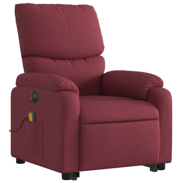 Poltrona Alzapersona Massaggiante Elettrica Rosso Vino Tessuto - Image 4