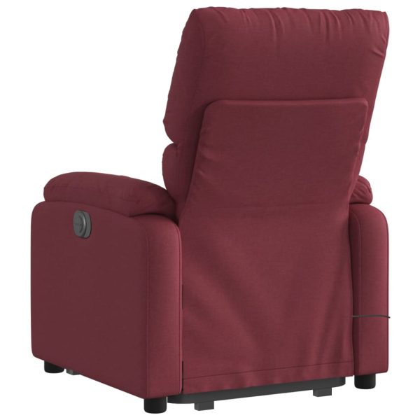 Poltrona Alzapersona Massaggiante Elettrica Rosso Vino Tessuto - Image 5