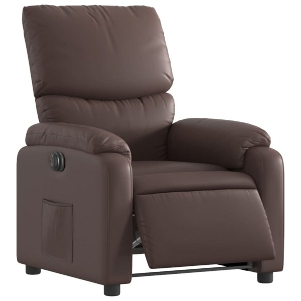 Poltrona Reclinabile Elettrica Marrone In Similpelle - Image 3
