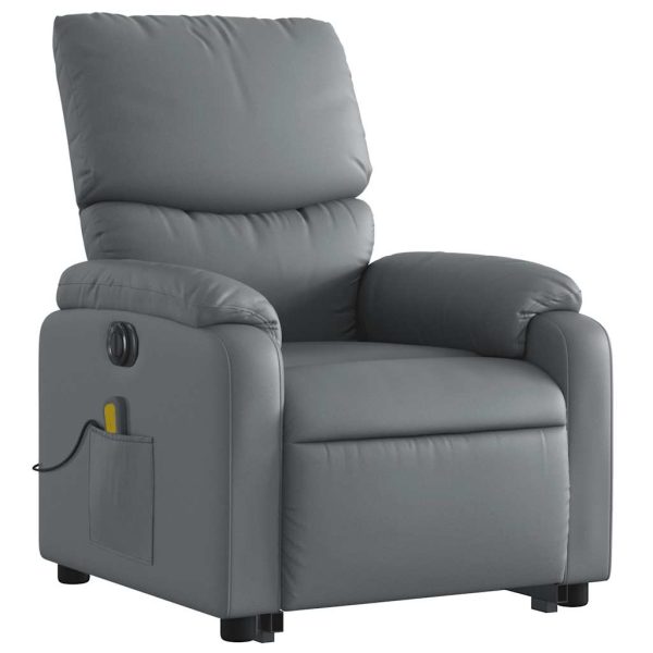 Poltrona Alzapersona Elettrica Reclinabile Grigio In Similpelle - Image 4